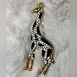 Vintage Green Eyed Rhinestone Crystal Giraffe